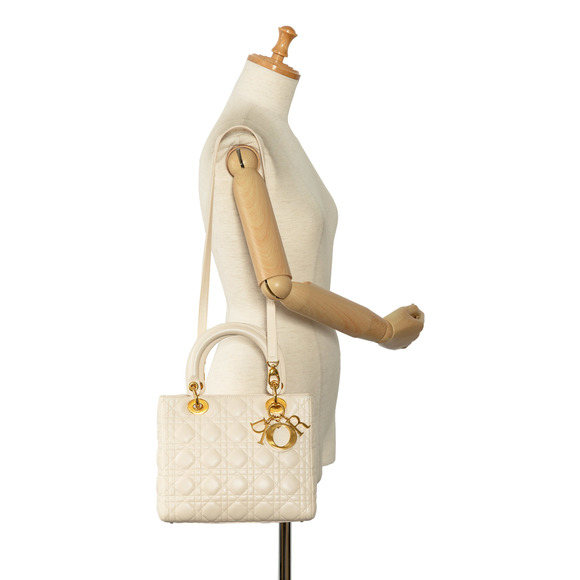 DIORMedium Lambskin Cannage Lady  Satchel - Picture 10 of 11